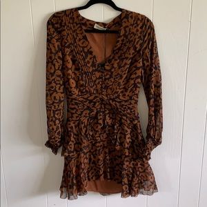 NICHOLAS Pintuck Mini Dress - Animal Print